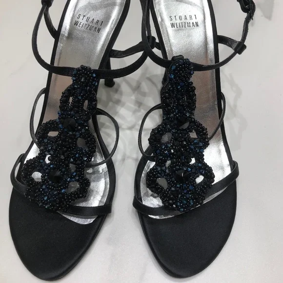 Stuart Weitzman Black Satin Caviar sandals - Picture 2 of 10